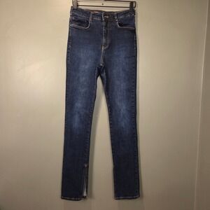 Pilcro Straight Leg High Waist Jeans Ankle Slit, Size 29, Dark Wash Denim